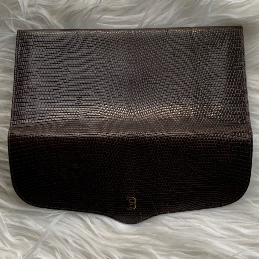Vintage Bally Genuine Lizard Wallet Chocolate Brown Made in Italy - Picture 12 of 15